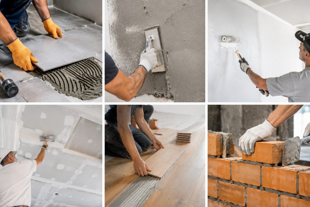 Obras gerais — cerâmica, reboco, pintura e alvenaria na Maia
